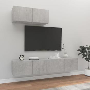 Set de muebles para TV 3 piezas madera contrachapada 80 x 30 x 30 cm, color gris hormigón
