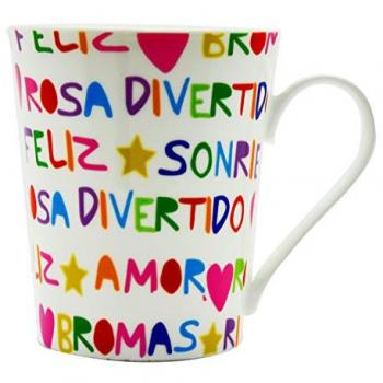 Silicone Gold Letras Divertidas Mug, Porcelana, Multicolor, 13x10x8 cm