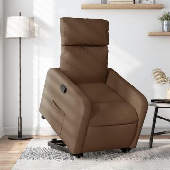 Sillón reclinable elevable de tela marrón Vidaxl con mecanismo de reclinación, estructura resistente, tapizado en tela suave y cómoda, color marrón