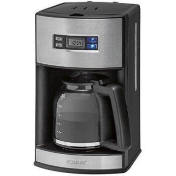 Bomann KA 1367 CB - Cafetera de goteo programable, capacidad de 15 tazas, 1,7 l, 1000 W, color negro y plata