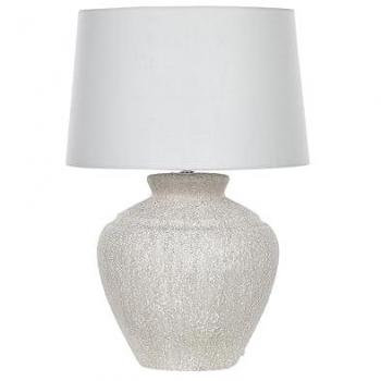 Lámpara de mesa tradicional 60 cm con base de cerámica crema y pantalla de tela blanca Caine