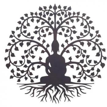 Adorno Pared Buda Árbol Signes Grimalt - Aplique de Metal, Colección Étnico, Dimensiones 1x60x58cm