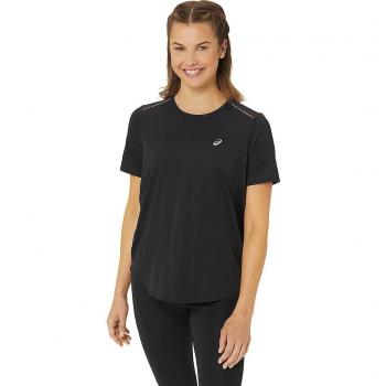 Camiseta de running para mujer ASICS Road SS Top - Color negro, ligera, transpirable, con tecnología que absorbe la humedad, diseño ergonómico y ajuste cómodo