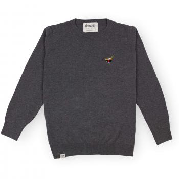 Brava Fabrics, Jersey Gris de Lana para Hombre, Modelo Shoyu Ramen, Talla XL