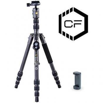 VANGUARD Veo 3GO 204CB - Trípode de Viaje de Fibra de Carbono