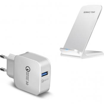 Base de carga inalámbrica Qi de 15W con 2 bobinas para Samsung Galaxy S10, S9, S8 Plus, iPhone X y Xs Max
