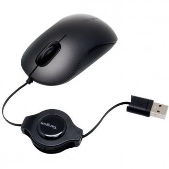 Targus AMU89EU - Ratón óptico con cable USB retráctil, color negro