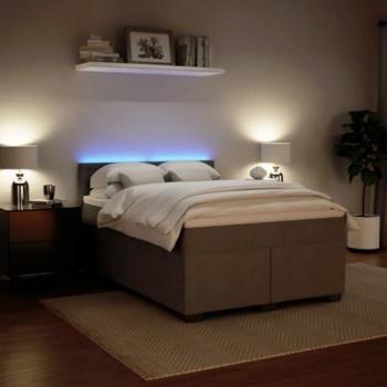 Cama Box Spring con colchón de terciopelo gris claro 160x200 cm