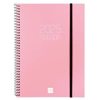 Finocam - Agenda Espiral Opaque 2025 Rosa Catalán, Semana Vista Horizontal, Enero 2025 - Diciembre 2025 (12 meses), dimensiones E10-155x212 mm