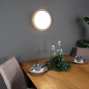 Plafón LED Eco-Light Solstar con decoración de madera Ø 36,2 cm