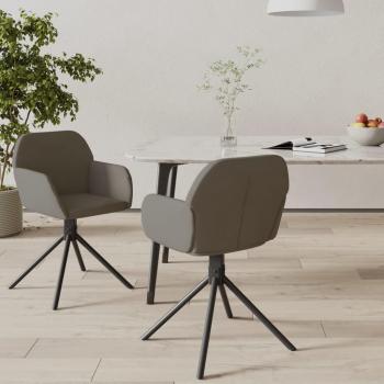 Dark Grey Velvet Swivel Dining Chairs - Set of 2