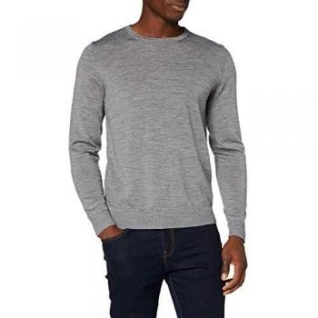 Jack & Jones Jjemark Noos-Ovillo de Lana Merino con Cuello Redondo Suéter, Gris, M para Hombre