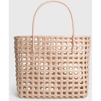 Bolso de playa Kalk Jelly Bag Rosa con detalle trenzado y asas de mano