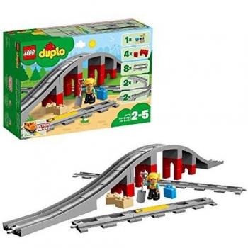 LEGO 10872 Duplo Puente y Vías Ferroviarias, Juguete de Construcción para Niños y Niñas 2 Años con Ladrillo de Sonido