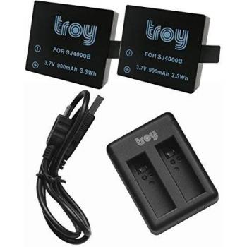 Troy 2 x Batería + Dual Cargador para Sport Camera QUMOX SJ4000 subtig3 DX 288813
