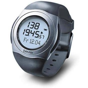 Beurer PM25 - Pulsómetro con Correa Pectoral, Sumergible 30 m, medidor ritmo cardíaco, ajuste de niveles de entrenamiento, transmisión analógica, consumo calorías, Color Negro