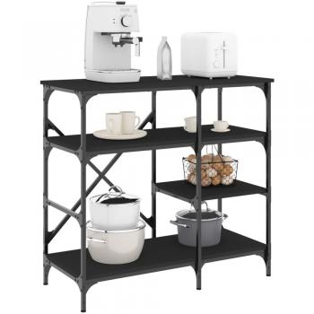 Estantería de cocina madera ingeniería metal negro 90x40x84 cm