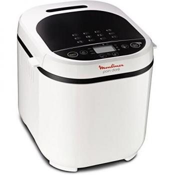 Moulinex Pain Doré OW210130 - Panificadora 1 Kg, pantalla LCD, 12 programas automáticos, bizcochos, masas, mermeladas, 3 opciones de tostado y peso, incluye libro de recetas, Acero Inoxidable / Blanco