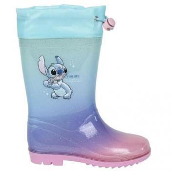 Botas de Agua Infantiles Stitch Azul Claro, Impermeables y Duraderas, PVC con Puntadas, Talla 31 EU