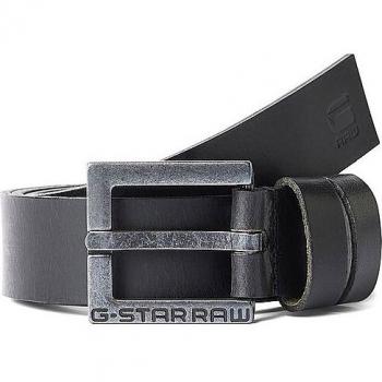 G-Star New Duko Black Leather Belt for Men, Size 100 cm