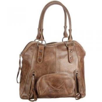 Sansibar Pampero B-092 PO 39 - Bolso de mano de cuero para mujer, color verde, talla 39x15x33 cm