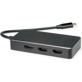 Adaptador Multi-Pantalla USB Tipo C a 3x HDMI - Multistream 4K, Negro