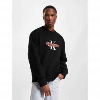 Calvin Klein Men's Sleek Fleece Crew Neck Sweatshirt - XL, Black