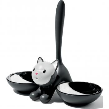 Alessi Tigrito AMMI09 B Cuenco de Animales de Diseño, Acero Inoxidable 18/10 y Resina Termoplástica, Negro