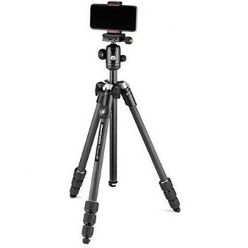 Manfrotto Element MII Camera and Phone Tripod, Travel Tripod in Carbon with Ball Head and Bluetooth, for Smartphones and Compact Cameras CSC, DSLR, Photography Accessories, Content Creation, Vlog