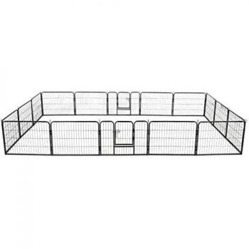 vidaXL Dog Playpen 16 Panels Steel 60x80 cm Black