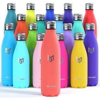 MIKAMEE Botella de Agua Acero Inoxidable 350/500/650/750ml | Aislamiento de Vacío de Doble Pared airBottle | sin bpa Botella termica | Mantiene 24h frías/12h Calientes | para Niños, Deporte, Oficina