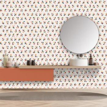 Papel Pintado Geométrico de Píxeles Hexoa 52x1000 cm, Fabricado en Francia