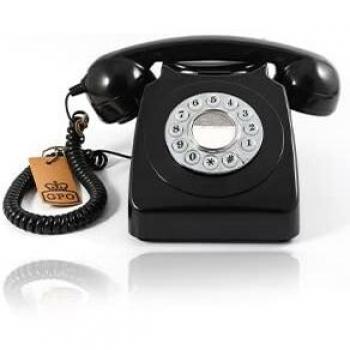 GPO 746 Retro Push Button Telephone - Black Vintage Design