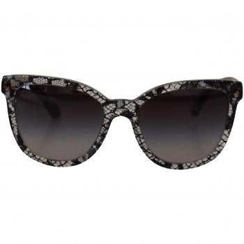 Dolce & Gabbana DG4190 Black Lace White Acetate Frame Sunglasses, Unisex, Elegant Design, Color: Black with White Lace, Size: ONE SIZE