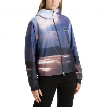 Emporio Armani EA7 Abstract Multicolour Hooded Zip Jacket, Multicolor female, Size: S