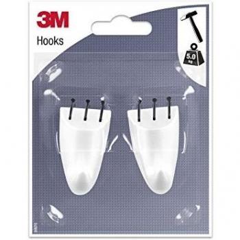 3M UU001556602 Ganci Permanenti con Chiodi, Blanco, 4.4x2.6x2 cm
