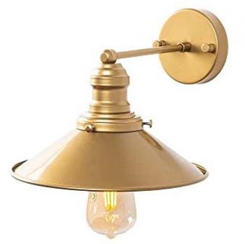 Aplique de pared WELLHOME, Estructura de metal color oro, dimensiones 24x27x20 cm, casquillo E27 Max 40 W