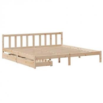 Estructura de cama sin colchón 180x200 cm en madera maciza de pino marrón vidaXL