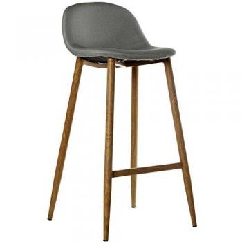 SuskaRegalos-Set 4 Taburetes Tela Gris C/Patas Metal Acabado Madera_44,5x48x91,5cm.