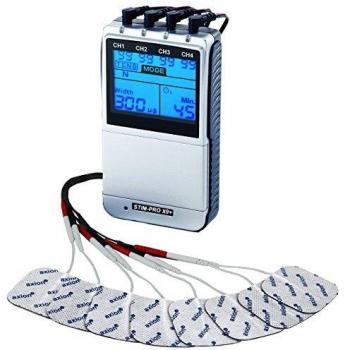 Electroestimulador Combinado Axion STIM-PRO X9+ - 4 Canales, 37 Programas, Alivio de Dolor TENS y Fortalecimiento Muscular EMS con 8 Electrodos