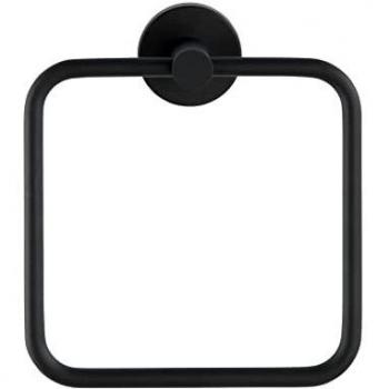 WENKO Toallero aro Bosio Black mate - Toallero, Acero inoxidable, 16 x 18 x 5 cm, Mate