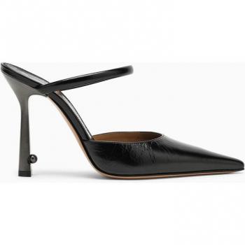 Off-White Women's Lollipop Leather Slingback Pumps in Black | Size 39 | OWIJ026F23LEA001