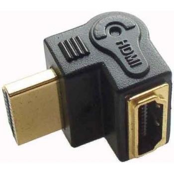 Adaptador HDMI 90° E+P, Macho a Hembra, Negro