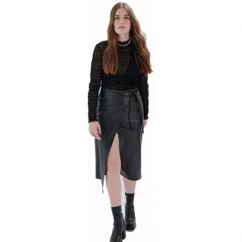 Falda 24Colours mujer negro características: diseño elegante, tejido ligero, corte midi, cintura alta, disponible en varias tallas