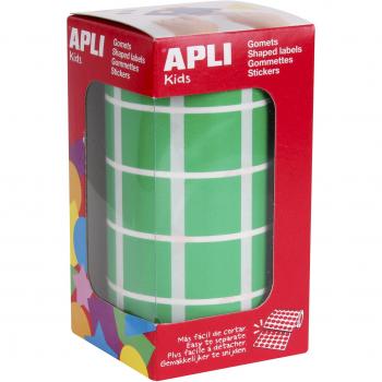 APLI Kids - Rollo de gomets cuadrados 20,0 mm, color verde