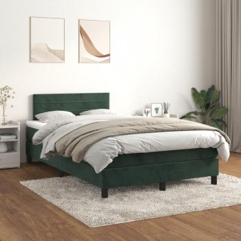 Cama box spring suave con colchón terciopelo verde oscuro 120x200 cm