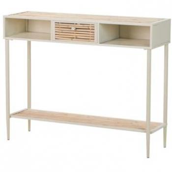Consola de Metal y Bambú Beige Marrón 100x32x81 cm