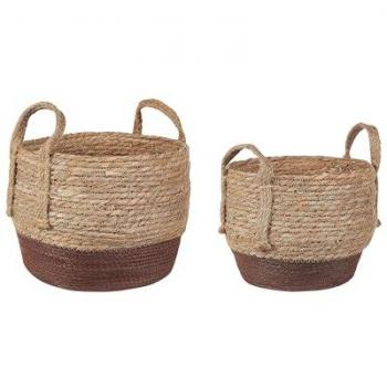 Conjunto de 2 cestas para plantas de fibra de algas marinas naturales estilo boho rústico 30/25 cm