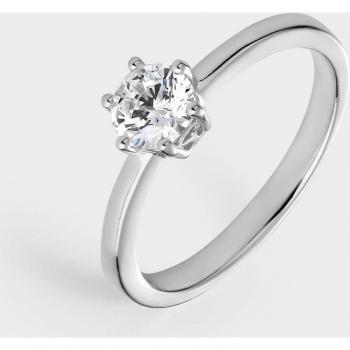 Anillo solitario Easy de plata con circonita blanca de 5,25 mm