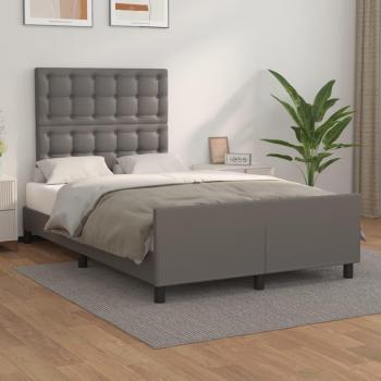Cabecero de cama gris 120x190 cm con estructura de cuero sintético